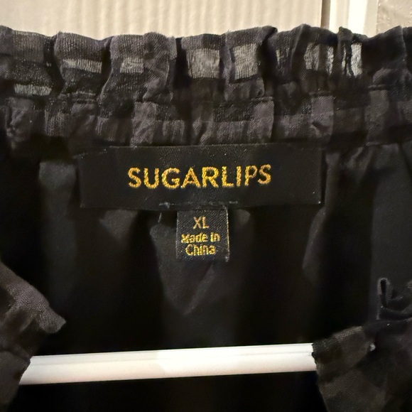 Sugarlips Gretna Organza Check Ruffle Blouse in Black - Size XL - Picture 2 of 3